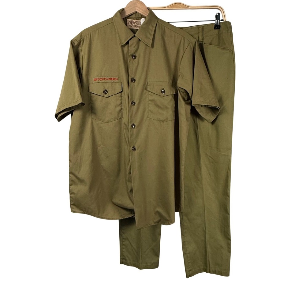 Boy Scouts of America 60s Uniform Blank Shirt & Pants‎ Khaki Cotton Poly Mens M